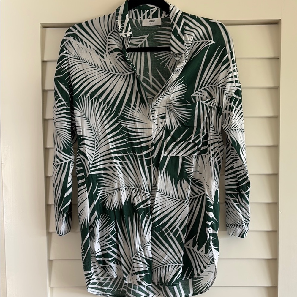 Mikoh Tropical Green and White Top